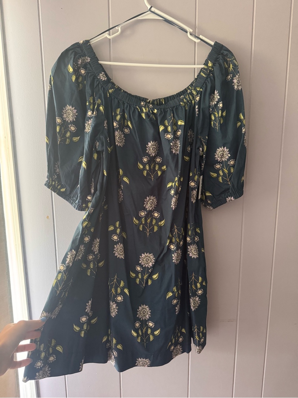Old Navy Dark Blue Floral Puff Sleeve Mini Dress
